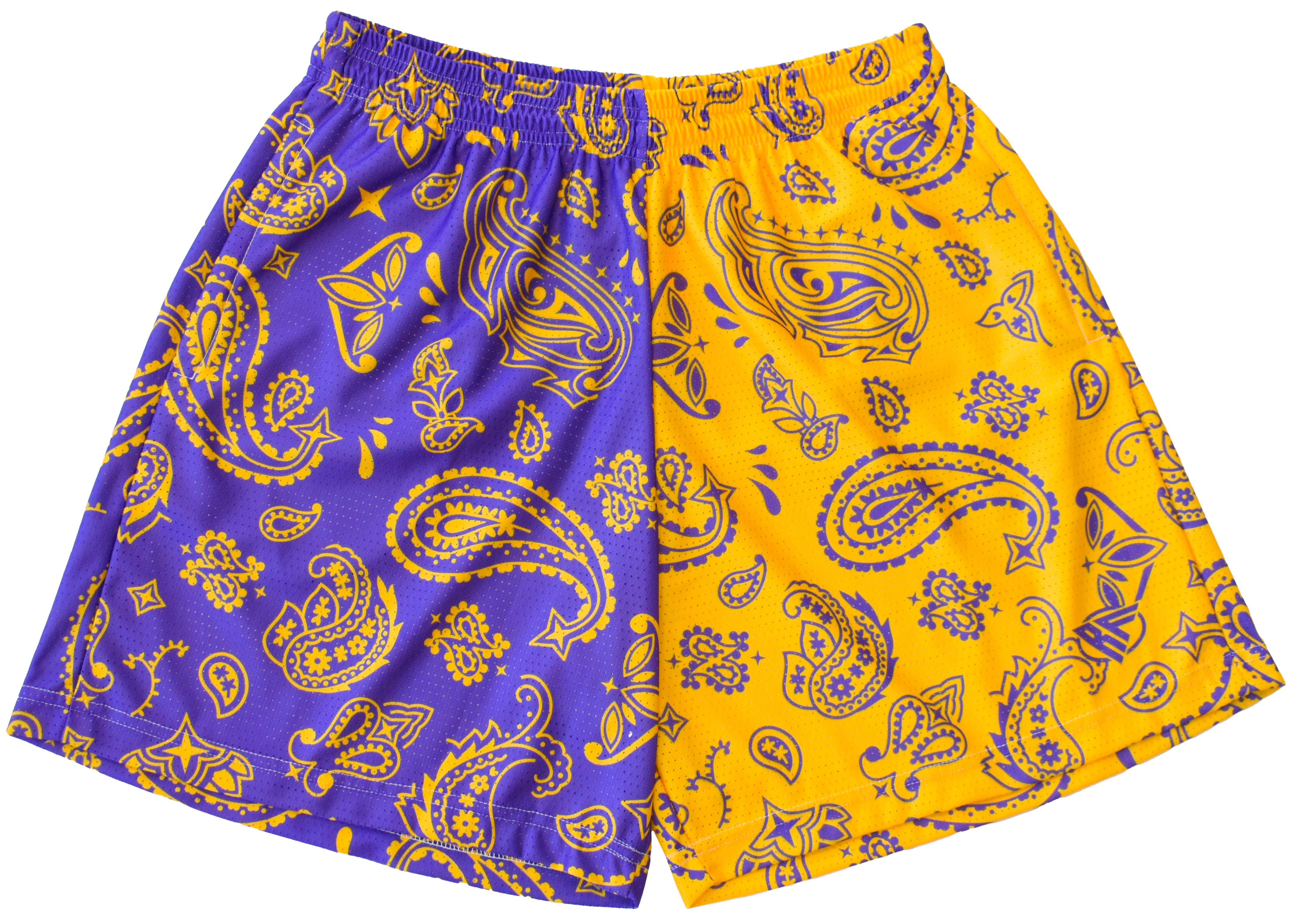 RF Mesh Split Paisley Shorts - Purple/Gold - RFwear